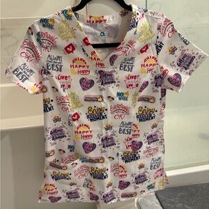 Colorful Positive Message Medical Scrub Top
